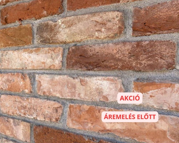 Szeletelt, vgott vrs kedvezmnyes kismret tgla falburkolat