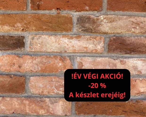 Szeletelt tgla, kism. vgott vrs tgla falburkolat !Akci! -20%