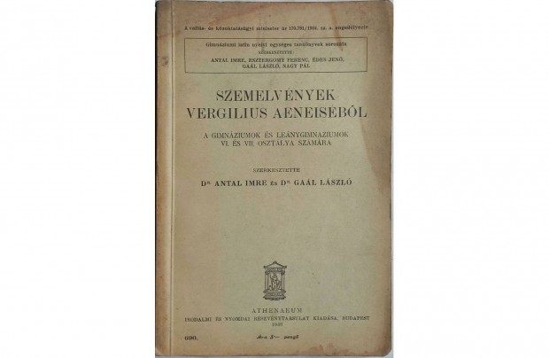Szemelvnyek Vergilius Aeneisbl 1940, latin