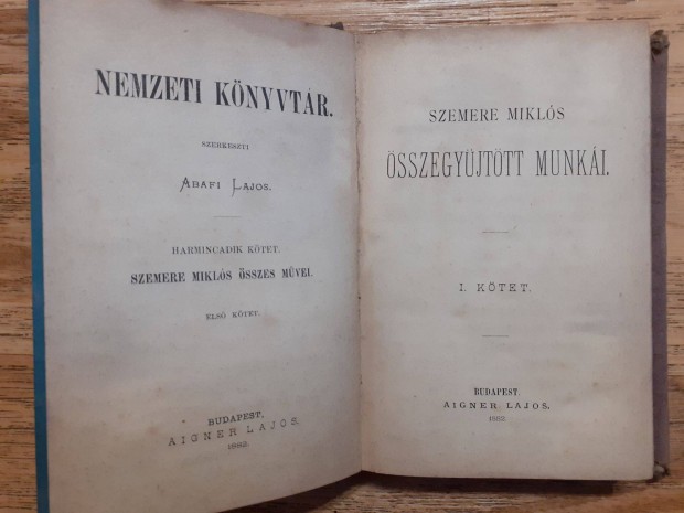 Szemere Mikls sszegyjttt munki (Nemzeti Knyvtr, 1882.)