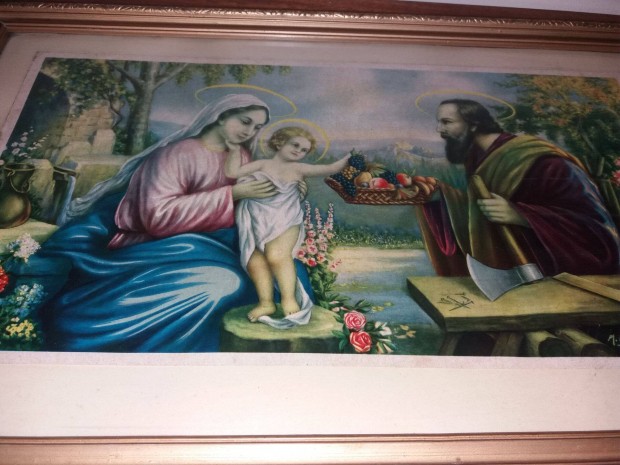 Szent kp keretben valls Szent csald Sacra Famiglia 47x 30cm