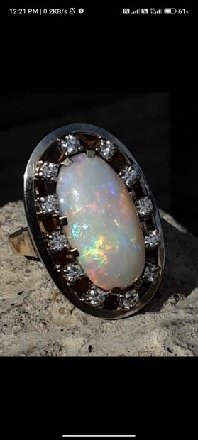 Szep antik arany opal gyemant gyuru 