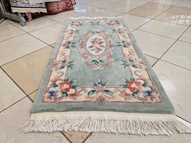 Szép mintájú puha,vastag 70x150 kézi csomózású gyapjú szőnyeg MZ446
