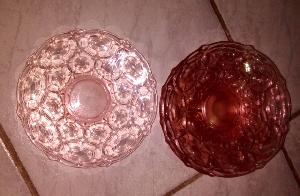 Szép rózsaszín üveg tányér 17, 5 cm, 5 db - Új