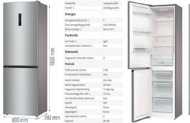 Szpsghibs Gorenje N61EA2XL4 No Frost Plus htszekrny