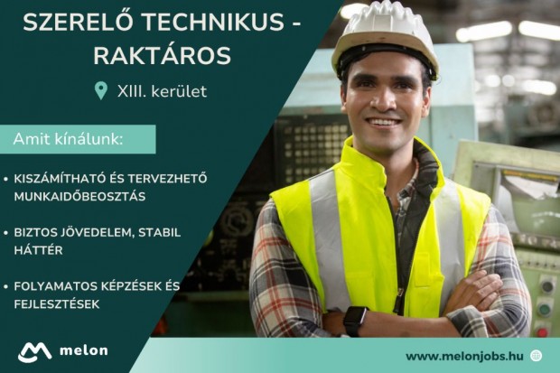 Szerelő technikus - raktáros