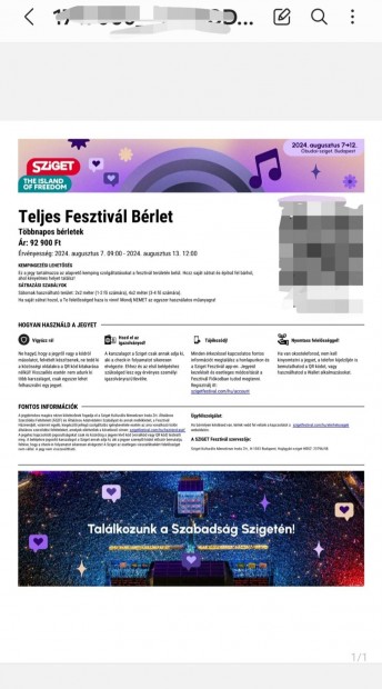 Sziget Fesztivl 2024 Early Beard brlet 2db