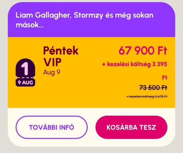 Sziget fesztivl pnteki VIP napijegyek