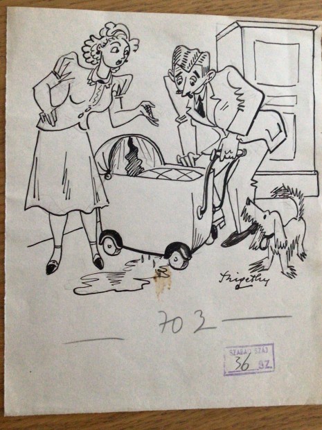 Szigethy Istvn eredeti karikatra rajza a Szabad Szj c. lapnak "Fiat