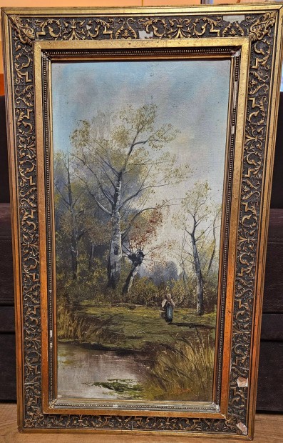 Szignzott festmny, Vzhord asszony, 65 x 35 cm, olaj, vszon