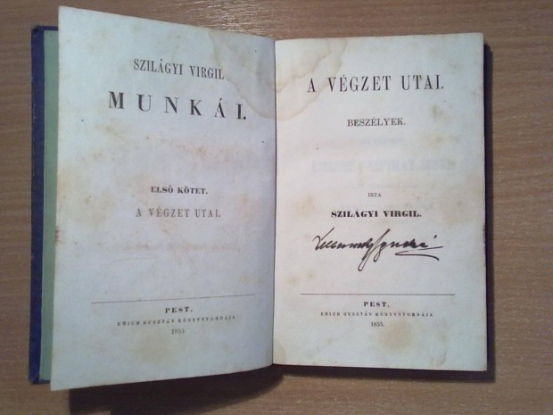 Szilgyi Virgil munki: A vgzet utai (1855, alrt pldny, els kiad