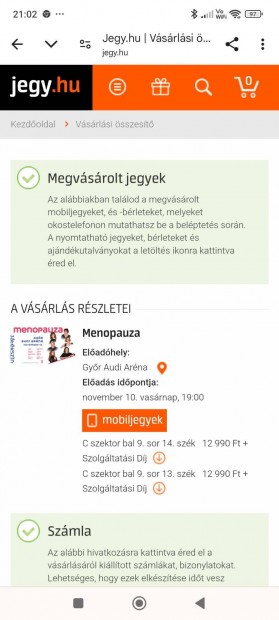 Szinhazjegy, Menopauza, Jatekszin, Gyor