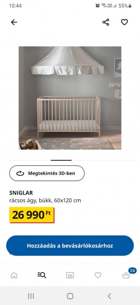 Szinte j Ikea Sniglar Rcsos kisgy matrac elad sok kiegsztvel