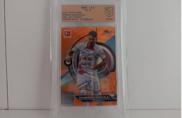 Szoboszlai Dominik 2023 Topps /10 Autograph Orange Wave focis krtya