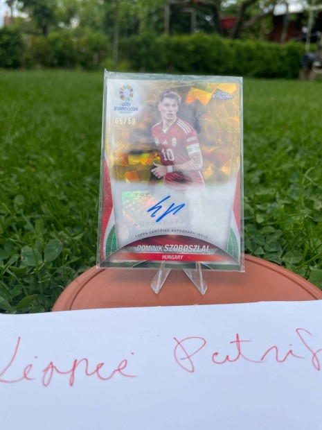 Szoboszlai Dominik Euro Hungary aláírt Gold lava Reflector /50 Topps