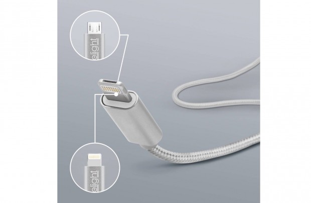 Szövet Gubancolódás mentes Lightning + Microusb 1M 1A adat töltő kábel