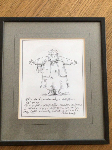 Szcs dua: Karikatra egy Babits-versre Keretezve 30,5x35 cm, kpmre