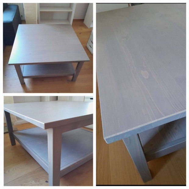 Szrke/barna Ikea Hemnes dohnyzasztal asztal 90x90 cm