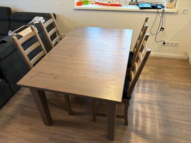 Szrke/barna tkezgarnitra Ikea Storns asztal s 4 db.kaustby szk