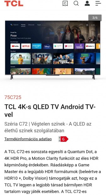 TCL Qled tv alkatrésznek