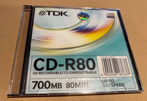 TDK CD-R80 700Mb-os 52x bontatlan CD lemez keskeny tokban elad