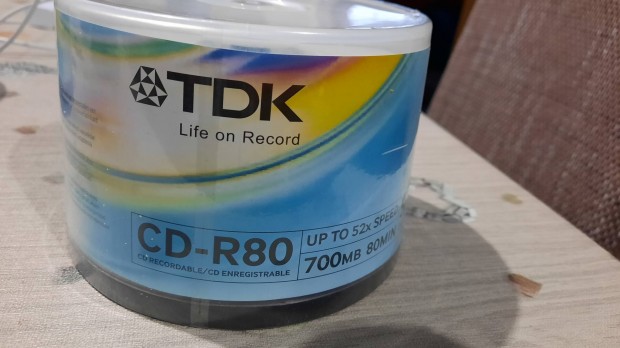 TDK CD-R 80 hengeres bontatlan flis, 50 db