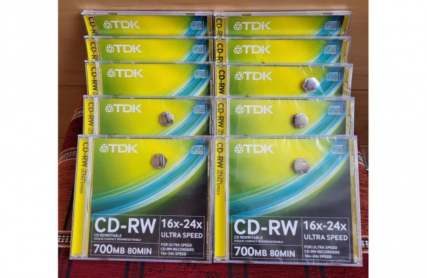 TDK rhat jrarhat CD lemez CD-RW Cdrw 16-24 Ultra Speed 10db