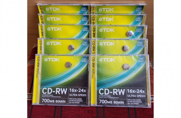 TDK rhat jrarhat CD lemez CD-RW Cdrw 16-24 Ultra Speed 10db