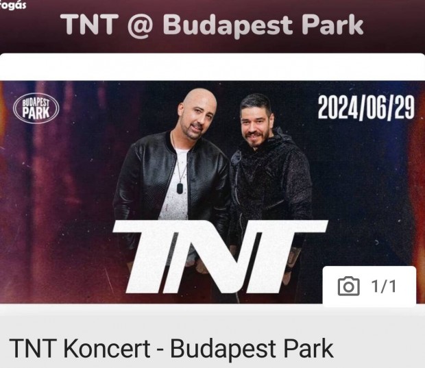 TNT koncertjegy (2db) Budapest Park 2024