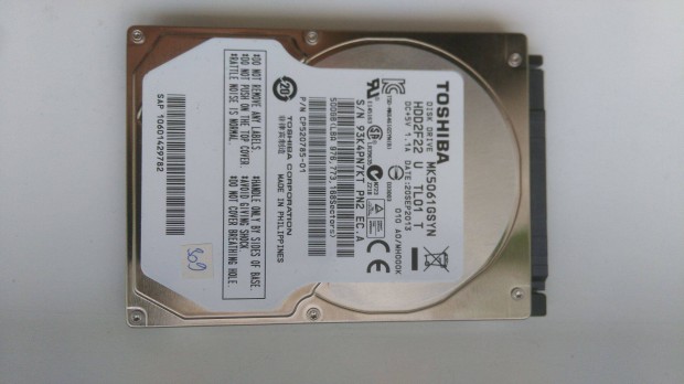 TOSHIBA MK5061Gsyn 500 GB HDD,winchester Garancia 3 hnap, fs r