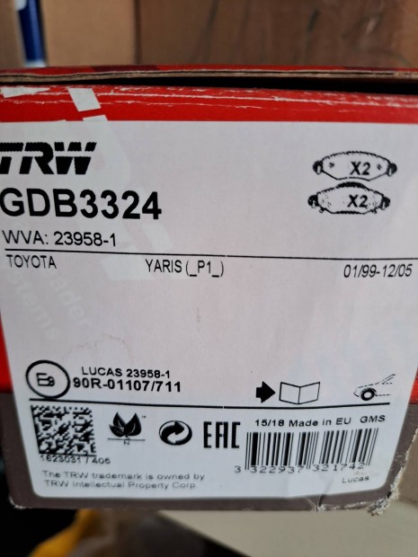 TRW első fékbetét Toyota Yarishoz eladó!
