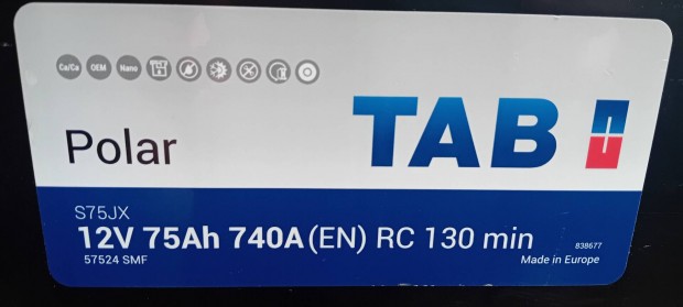 Tab Polar 12V 75Ah Akkumulátor Japán