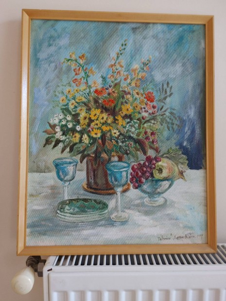 Tborin Ugray Klra 1998 csendlet festmny 40x50 cm