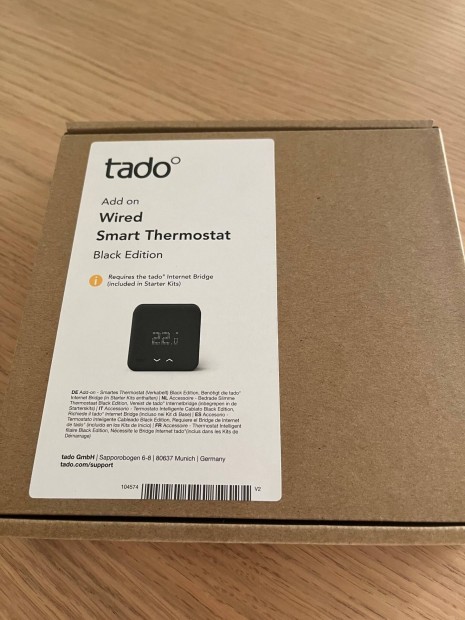 Tado Smart Thermostat v3+, fekete, j, bontatlan