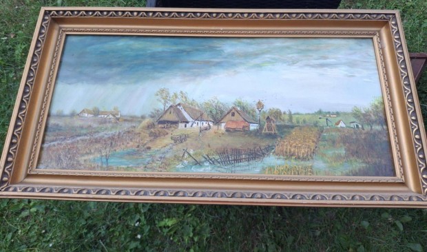 Táj tanyákkal akvarell festmény 40000 forintért eladó