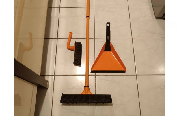 Takaritó szett seprű +nyél fém lapát kisseprű ,gumi fej ,új áron alul