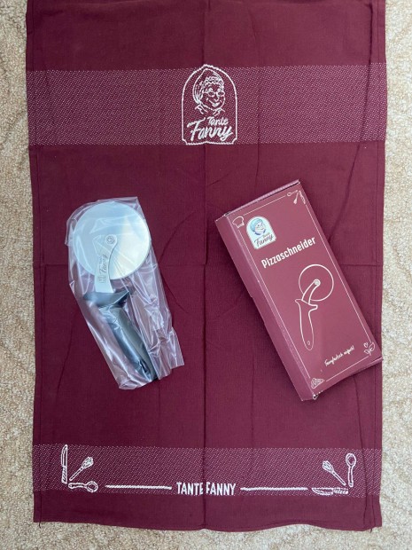 Tante Fanny pizzavágó+konyharuha együtt, új