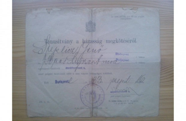 Tanstvny a hzassg megktsrl 1933-bl!