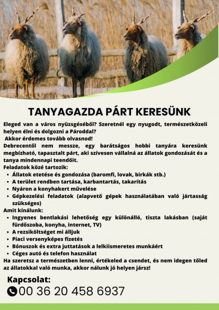 Tanyagondnok párt keresünk
