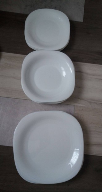 Tányérkészlet, fehér, 3 x 6 db