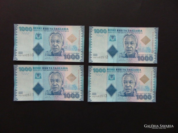 Tanzania 4 darab 1000 shilling hajtatlan - sorszmkvet !