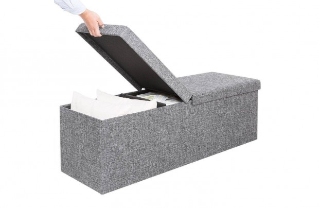 Tároló pad,115x38x38 cm,világosszürke,Casaria,összecsukható 130L-es,Új