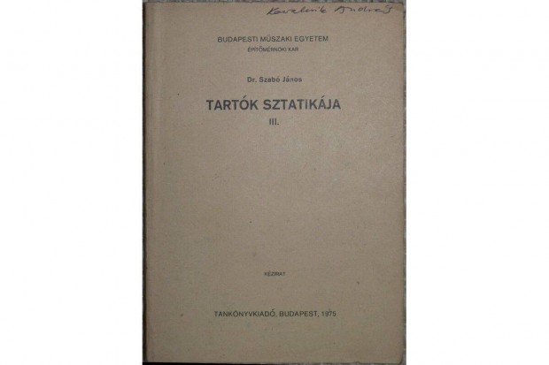 Tartk sztatikja III. Szab Jnos, 1972