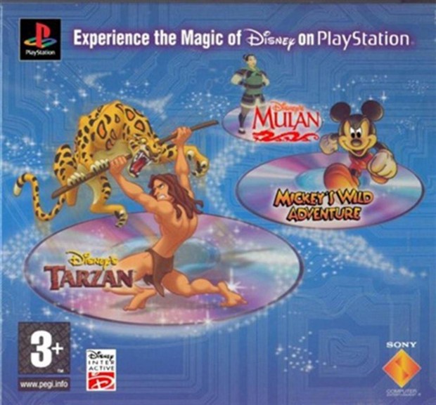 Tarzan + Mulan + Mickey's Wild Adventure, Mint eredeti Playstation 1 j