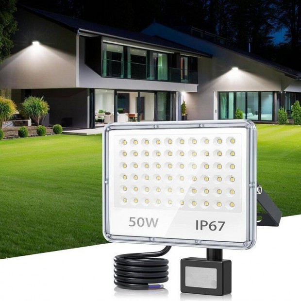 Tasinuo kültéri led reflektor mozgásérzékelővel, 50W, IP67