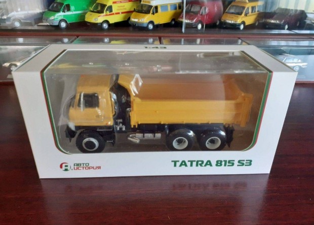 Tatra 815 S3 Billenos sarga "Autoistoria" kisauto 1/43 modell Elad