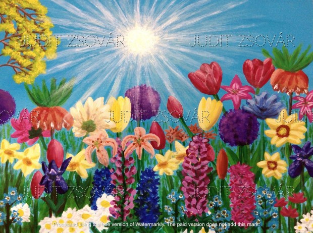 Tavaszi virgok - akril vsznon, 30 x 40 cm