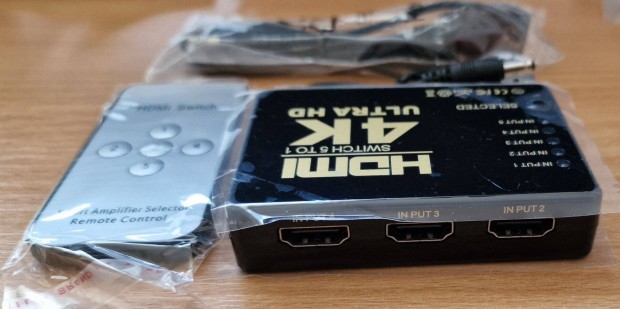 Távirányítós 4K HDMI HUB kapcsoló elosztó 5 be és 1 kimeneti