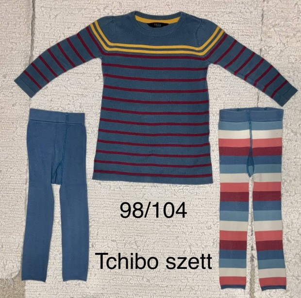 Tchibo lny szett 98/104: tunika ruha + leggingsek