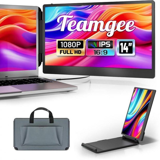 Teamgee S1 Dual Screen hordozhat monitor, 14", Fullhd, IPS, hordtsk